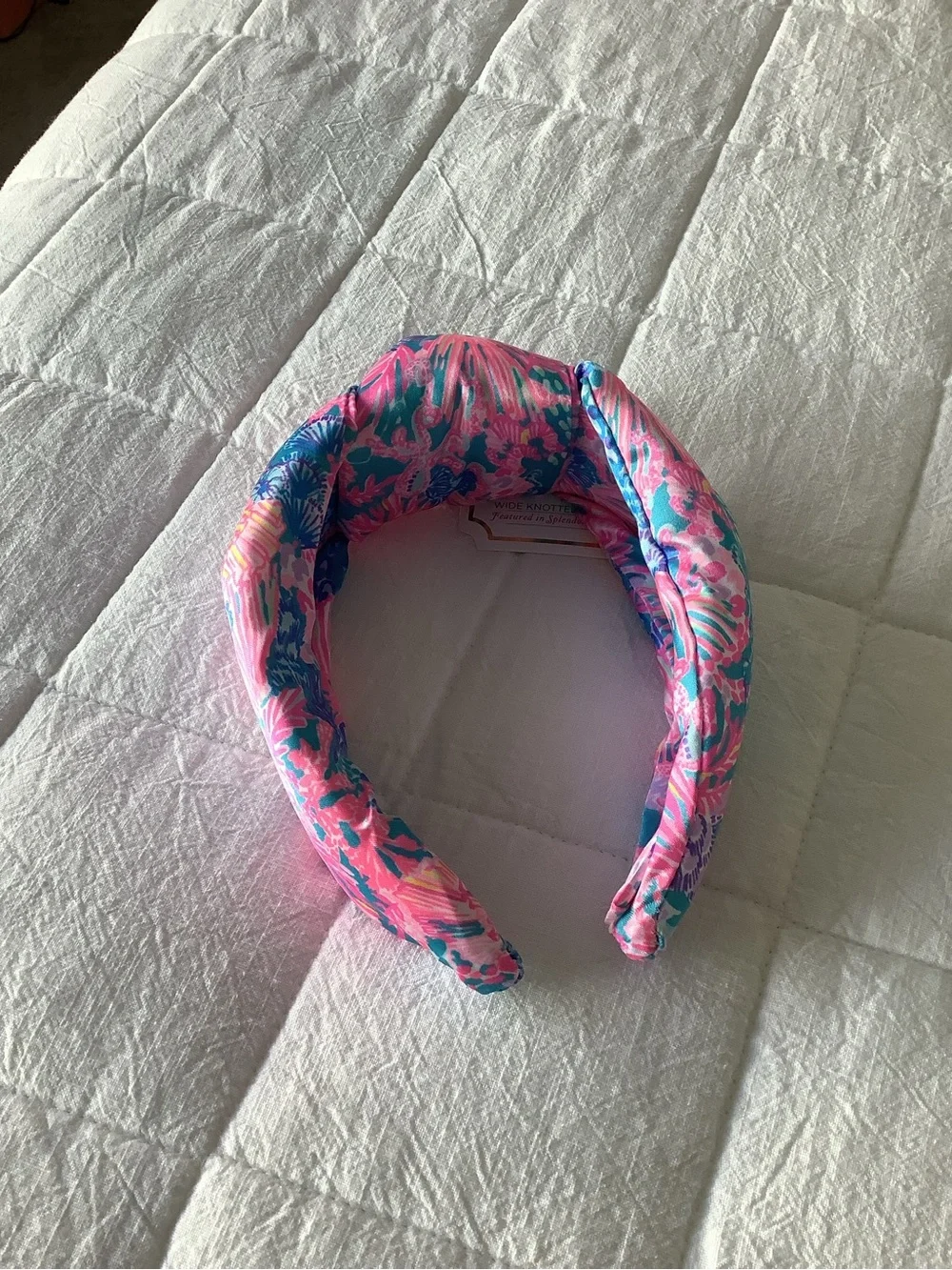Lilly Pulitzer 3” Wide Satin Pink Turquoise Floral Knotted Headband